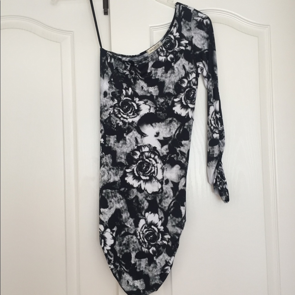 BRAND NEW. One shoulder black/white dress